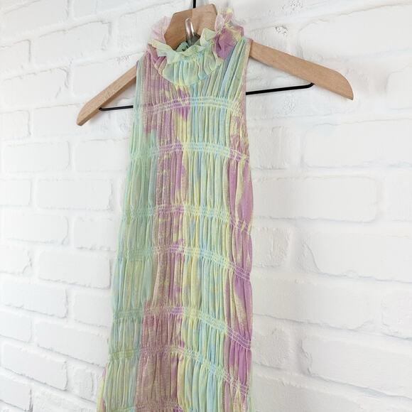 Roberta Einer Rainbow Bodycon Midi Dress Pastel Sheer Medium Large 10 - Picture 5 of 16